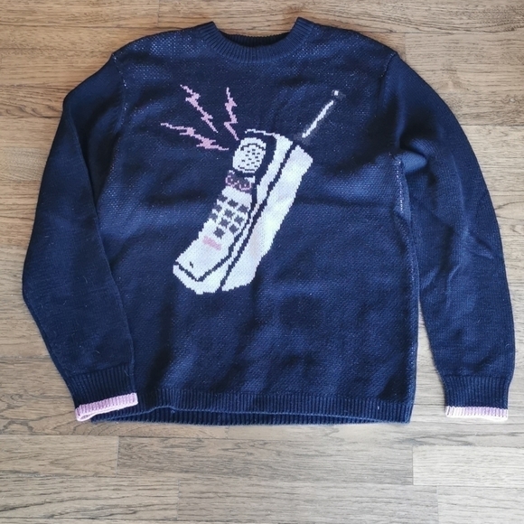 URBAN Outfitters 80's Brick Cellphone Sweater New Small - Picture 1 of 6